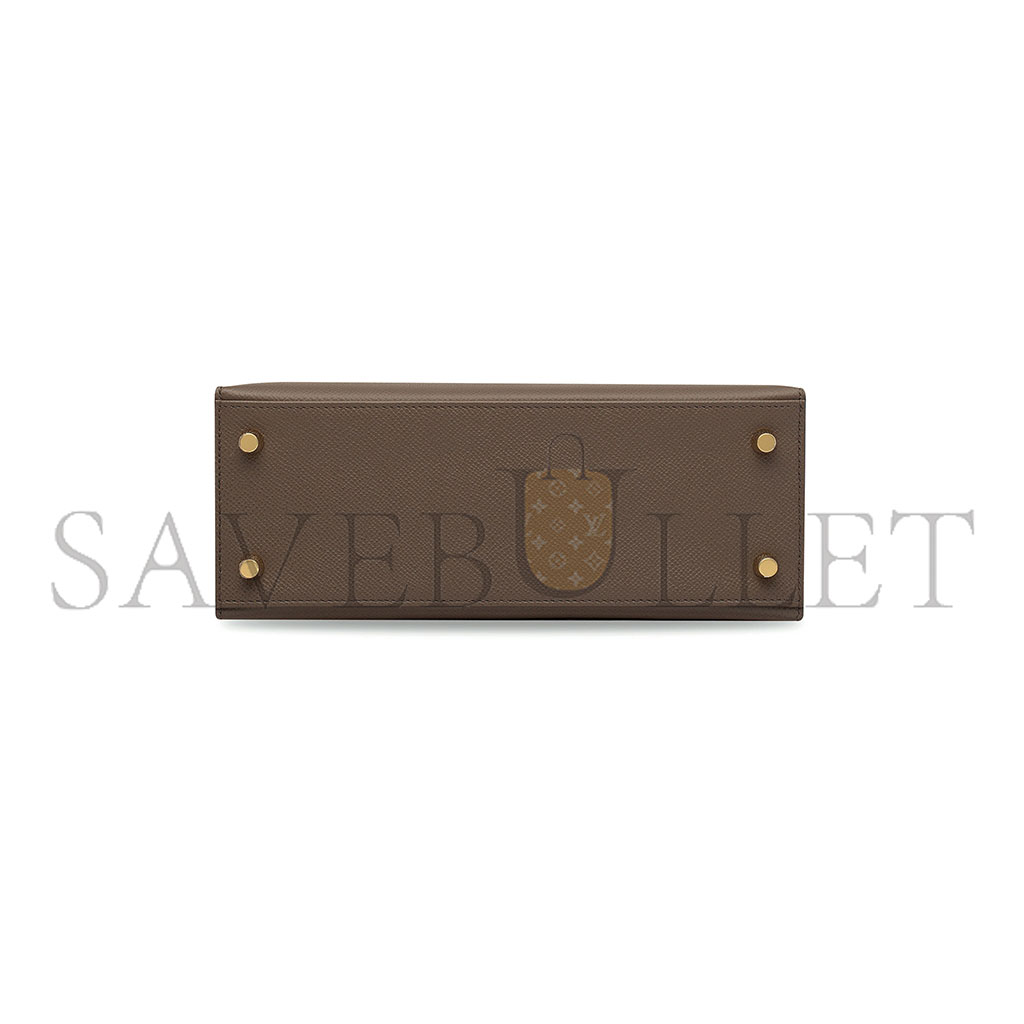 HERMÈS MASTER BLACK EPSOM LEATHER SELLIER KELLY 25 WITH BRUSHED GOLD HARDWARE (25*17*7cm)